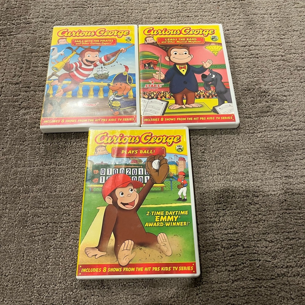 Curious George DVD ( 3 DVDs)
Plays Ball
Leads the Band
Sails with the Pirates
